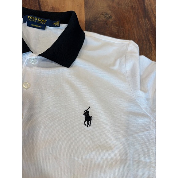NWOT Polo Golf Ralph Lauren Women's white black shirt Tailored Fit blue label - Picture 9 of 9